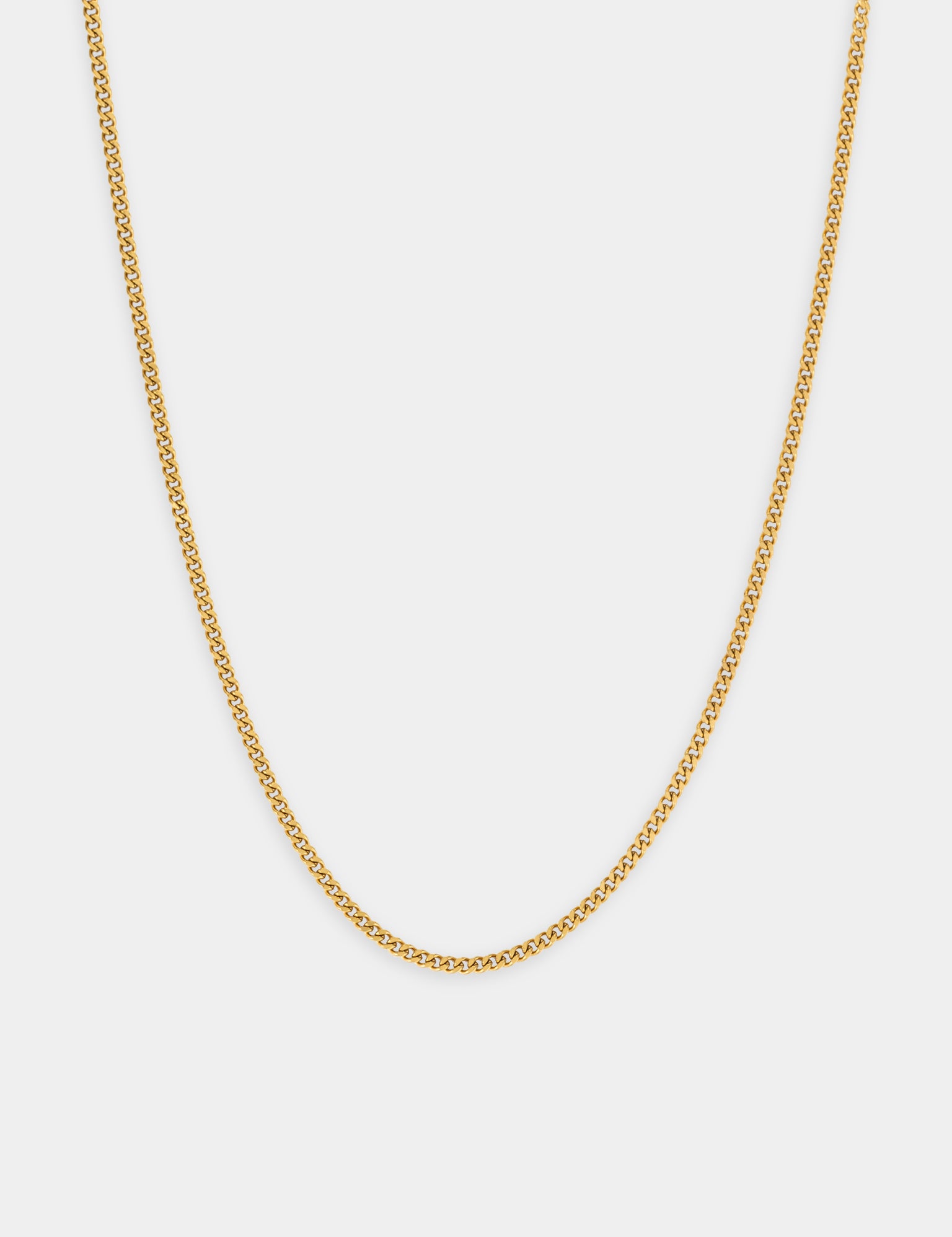 שרשרת Helios זהב בצילום סטודיו על רקע לבן – תכשיט גברי בעיצוב מינימליסטי של NERO.