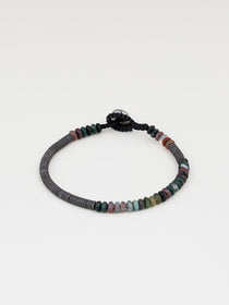 צמיד Onyx לגבר, אבני אגט שחורות מבריקות (4.5 מ"מ), תמונת מוצר סטודיו.