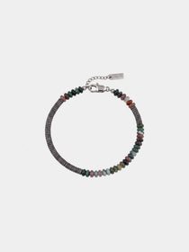 צמיד Onyx לגבר, אבני אגט שחורות מבריקות (4.5 מ"מ), תמונת מוצר סטודיו.